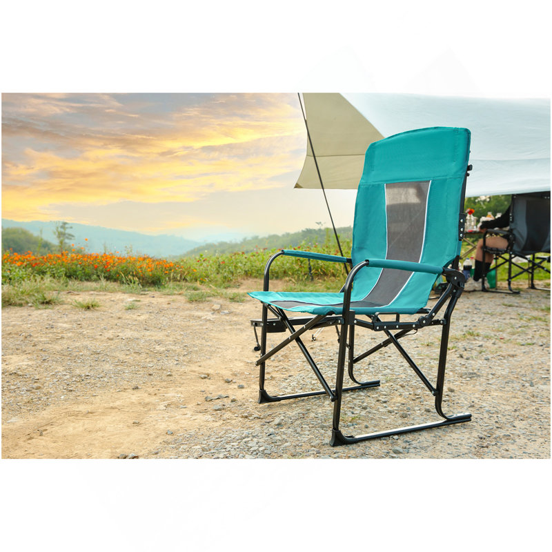Chaise de camping pliante, très lourde, chaise pliante portative avec table d'appoint, pochette pour plage, pêche, voyage, pique-nique, bleu pelouse