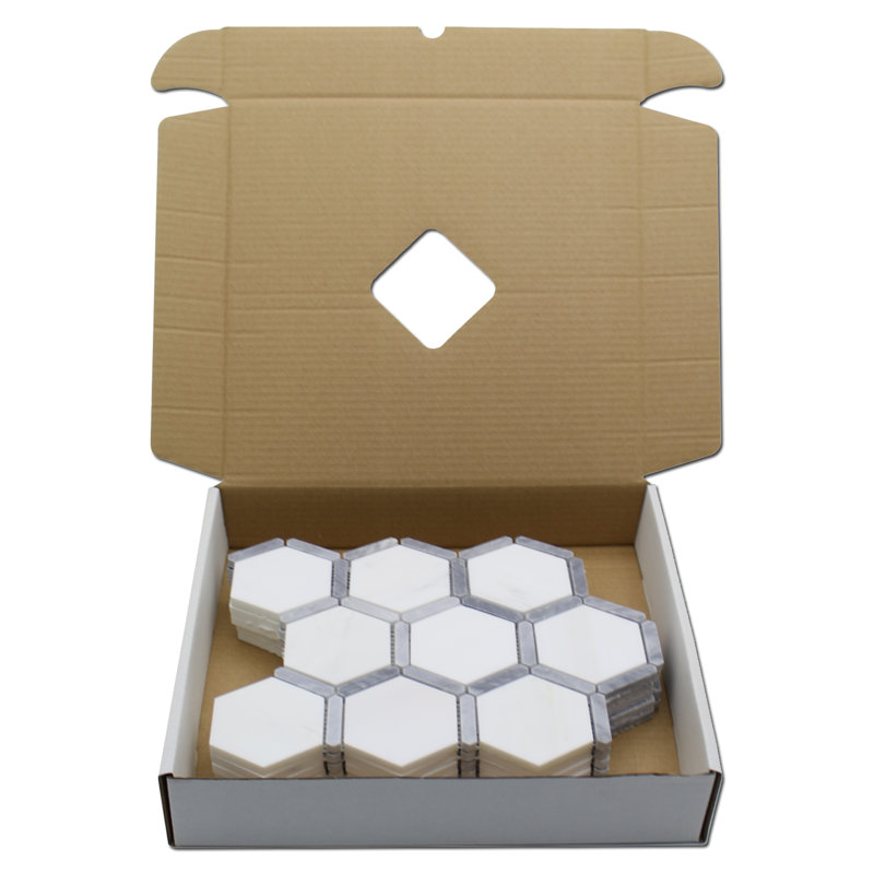 3" x 3" Marble Honeycomb Mosaic Wall & Floor Tile, Dolomite/Bardiglio