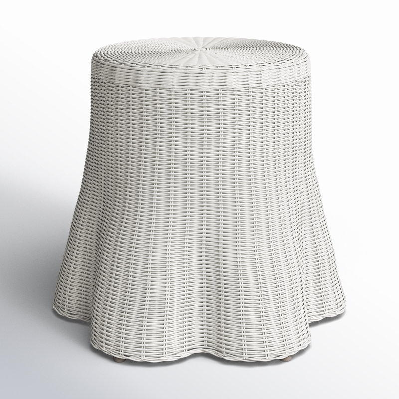 Cabo Woven Rattan End Table, White
