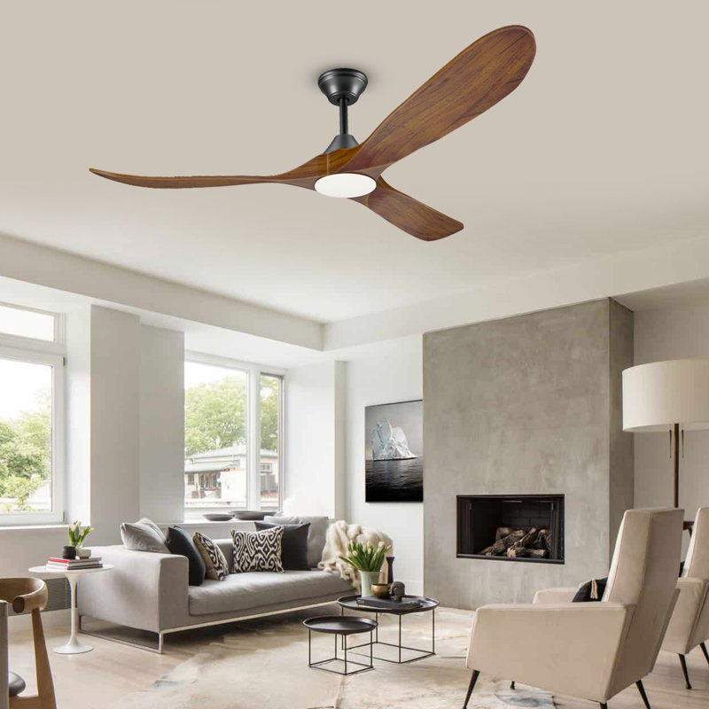 3-Blade Indoor Smart Ceiling Fan with Light and Remote/APP Control,3 LED Colors,6 Speed Quite DC Motor,Timer, Walnut