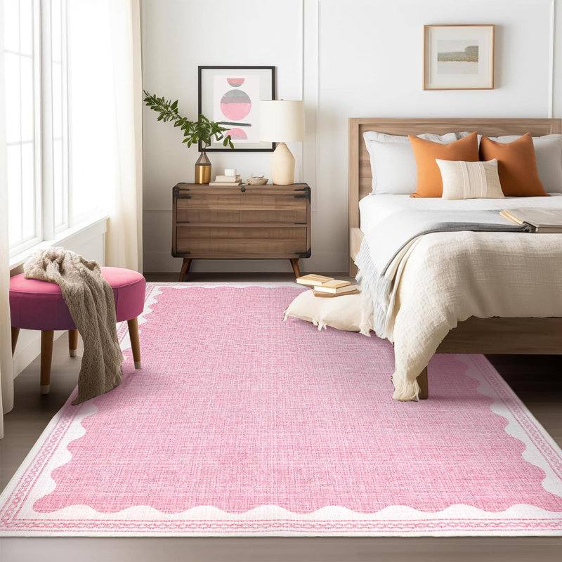 Rectangle Striped Area Rug, Pink, 80*150cm