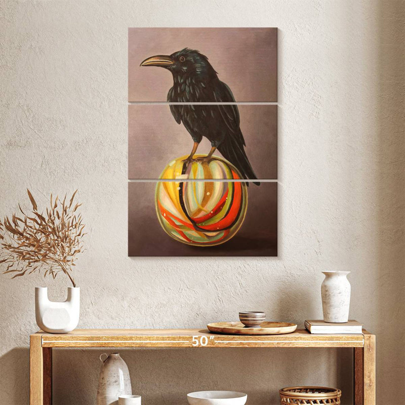 Brampt Crow On A Marble, 38" H x 24" W