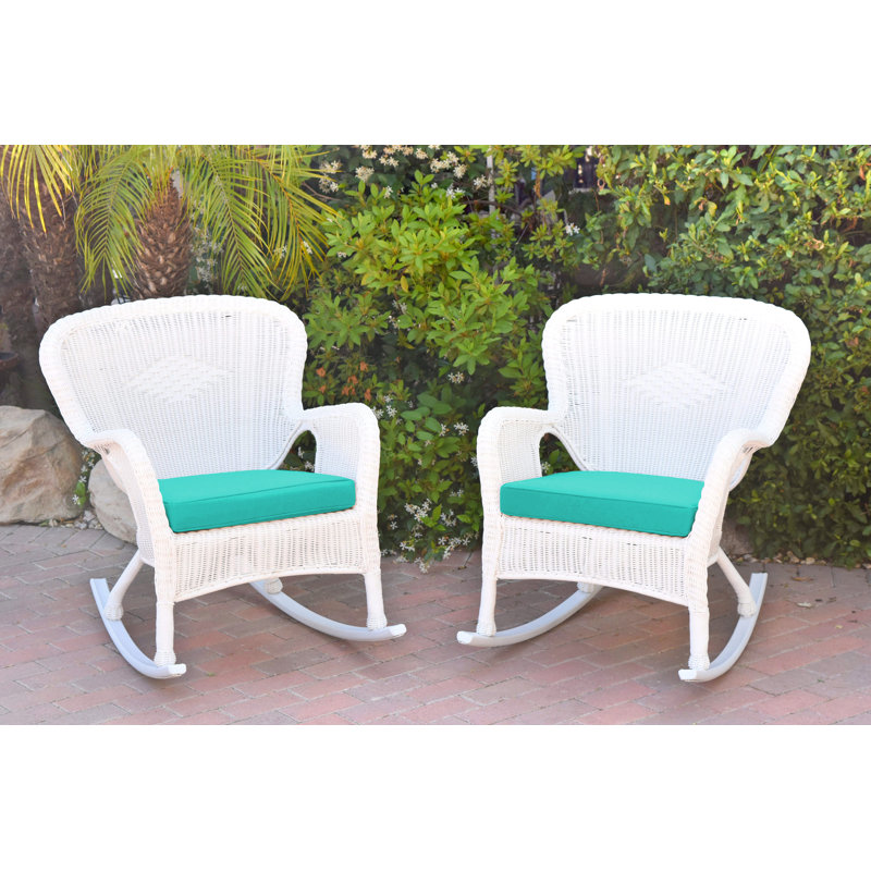 Chaise berçante Batchelder, Blanc, Turquoise