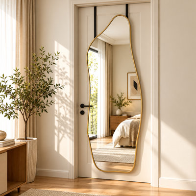 Miroir pleine longueur doré et irrégulier dauphin doré, 16 po x 48 po