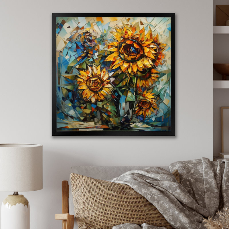 Rêves de tournesol jaunes - imprimé, H 16 po x l 16 po x P 1 po, Cadre photo noir
