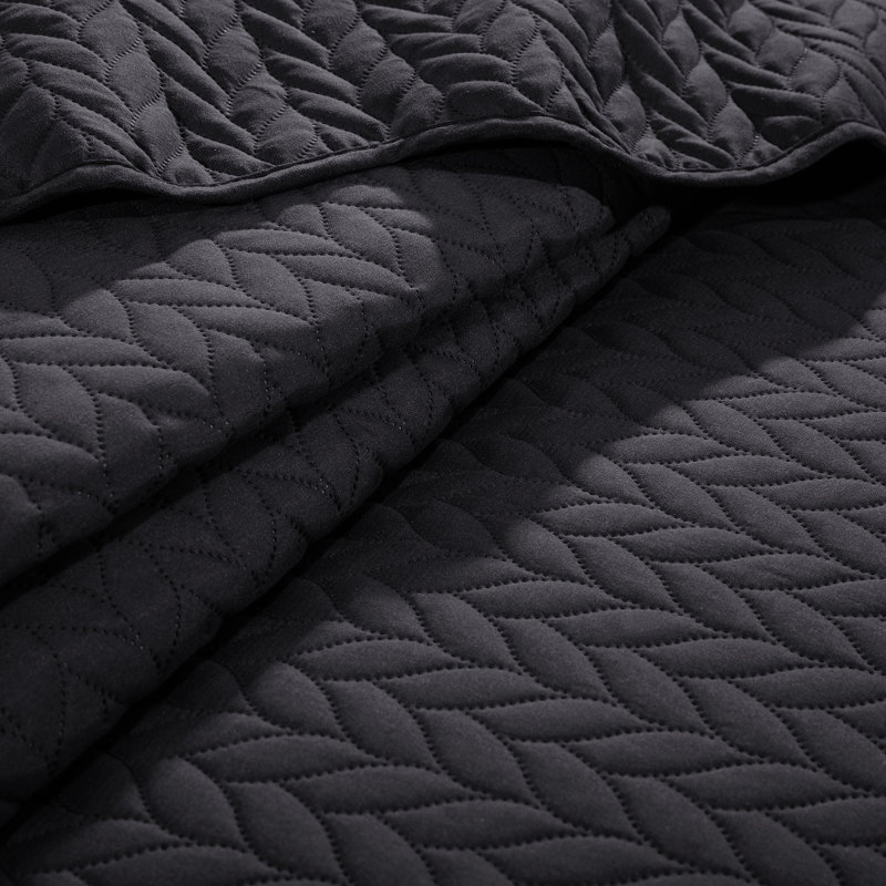 Microfiber Embossed Queen Quilt Sets| Hotel-Quality Bedspread, Black, Queen Bedspread ( 90 x 96)+ 2 Standard Pillowcases