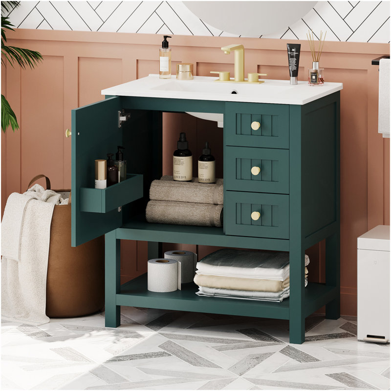Meuble-lavabo de style transitionnel 30 po avec lavabo en céramique