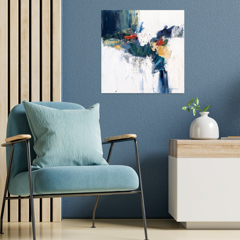 Art contemporain abstrait en cascade, H 18 po x l 18 po
