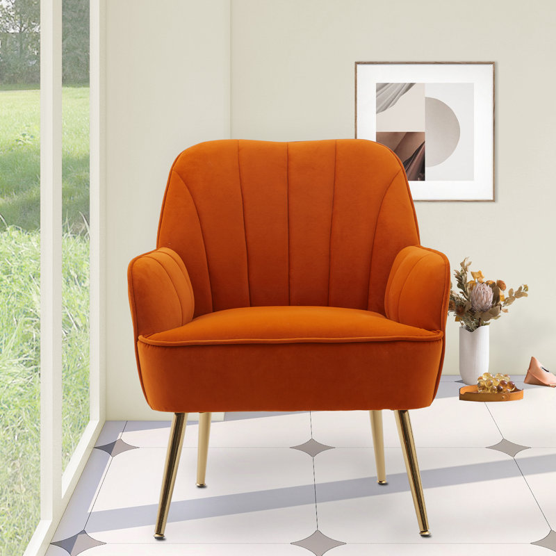 Méridienne de 25,18 po de largeur Matarranz, Velours orange