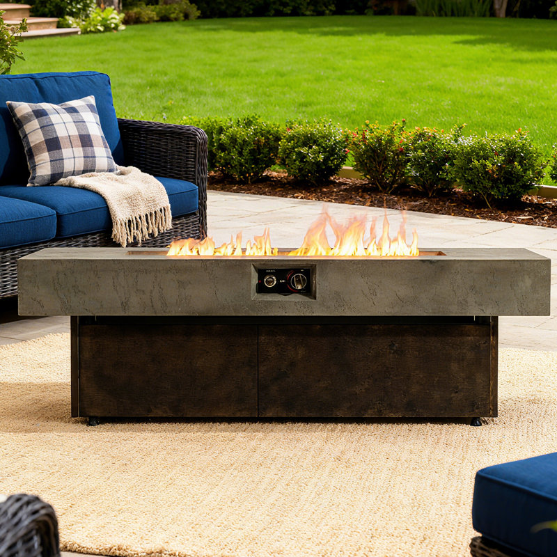 Table de foyer d'extérieur au propane 50 000 BTU avec pieds réglables pour patio et cour arrière