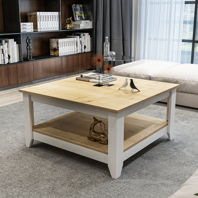 Lea 90 Cm Square Coffee Table, Beige