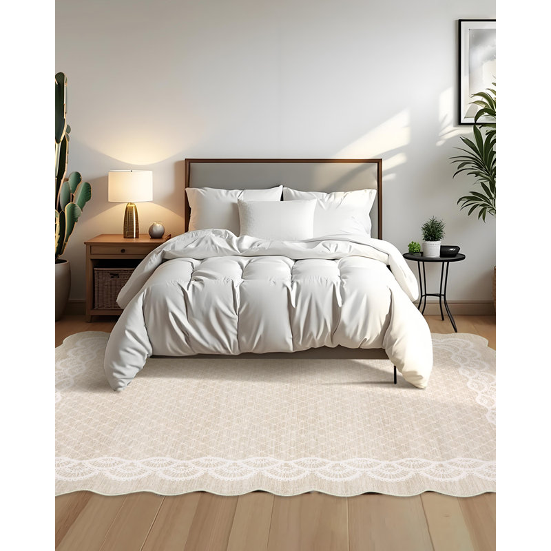 Rectangle Washable Area Rug, Beige, Rectangle 160 x 230 cm