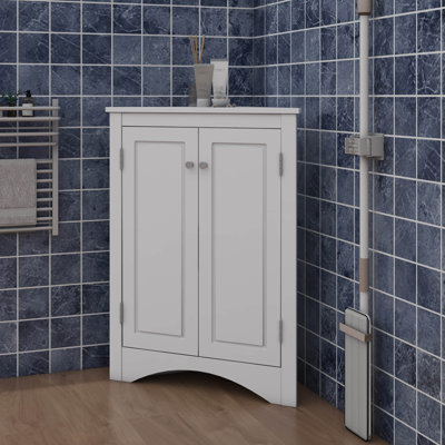 Armoire d'angle triangulaire avec tablettes réglables et portes chics