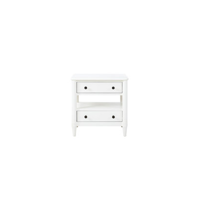 2 Drawer Open Nightstand In White - Solid Wood & , Lined Interior With Finish And Drawers
