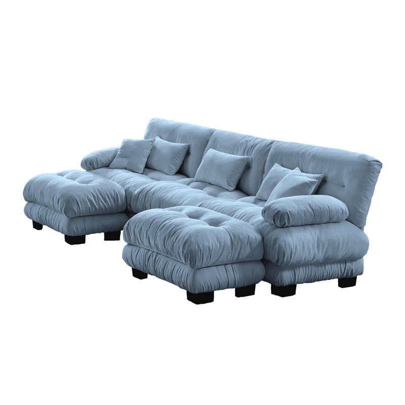 Oversized U-shaped Luxury Sectional Sofa With 2 Footstools, Blue