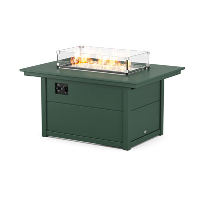 POLYWOOD Rectangle Polyresin Smokeless Fire Pit Table with Hidden Fuel Tank
