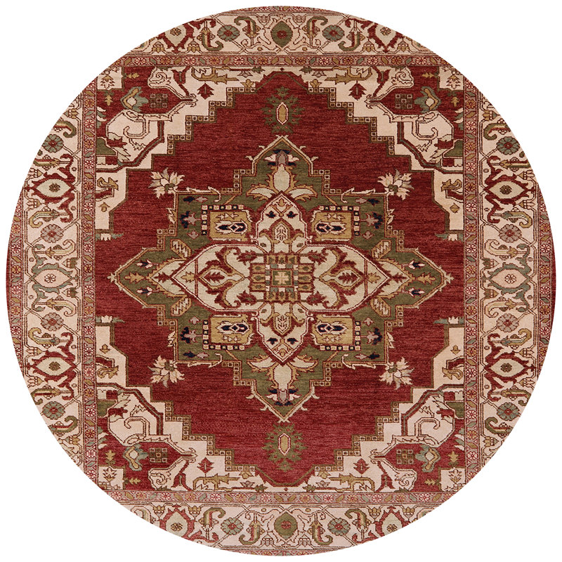 Tapis oriental rouge / beige, Rond 7 pi