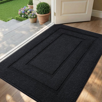 Geometrical Indoor Outdoor Doormat,Machine Washable Low Profile Non-Slip Rug for Front Back Door,Entry