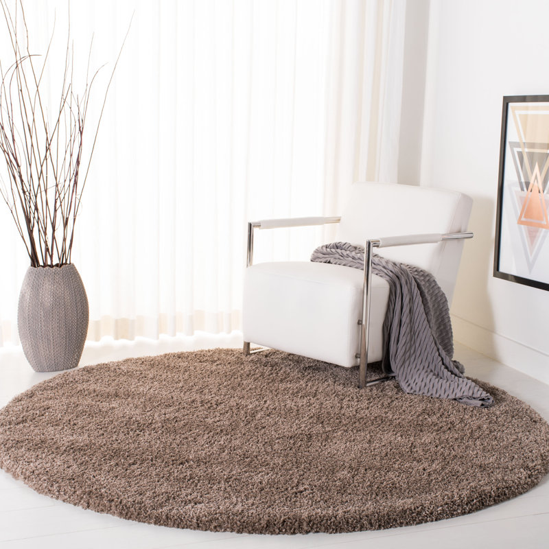 Chiles Royal Shag Performance Solid Color Rug, Round 6'7"