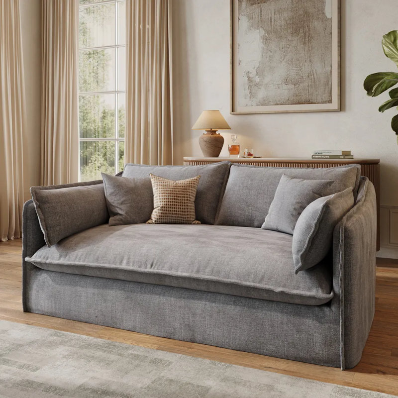 Canapé Luna-Beige avec housses amovibles, Gris, H 35 po x l 75,4 po x P 40,2 po