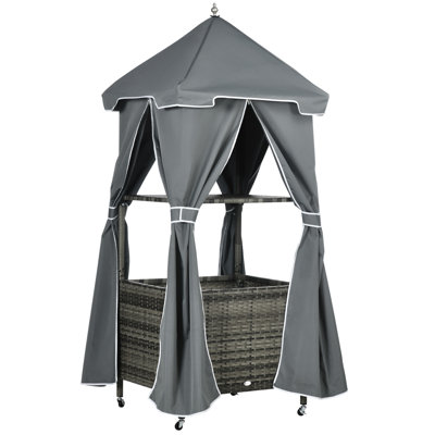 Boîte de rangement pour bureau en osier avec roulettes Outsunny