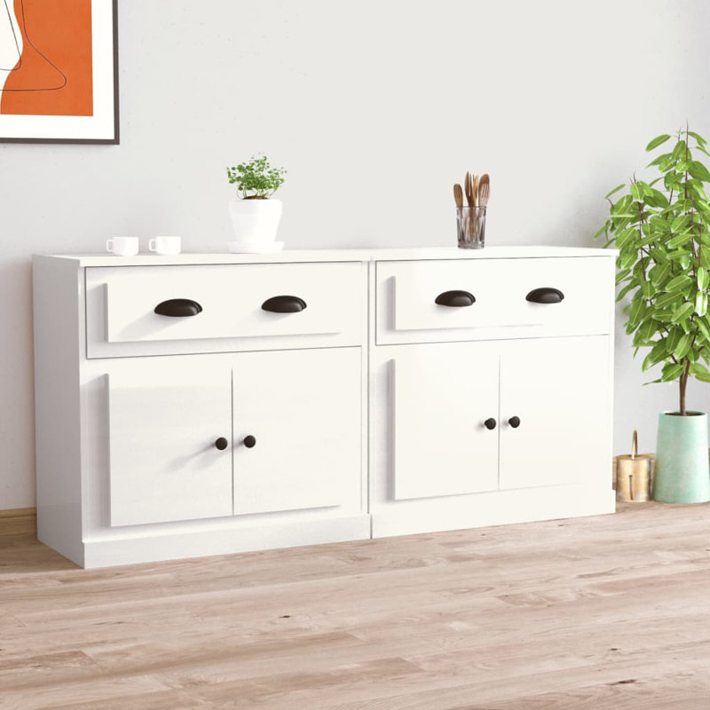 Gelinkaya 70cm Sideboard, High Gloss White