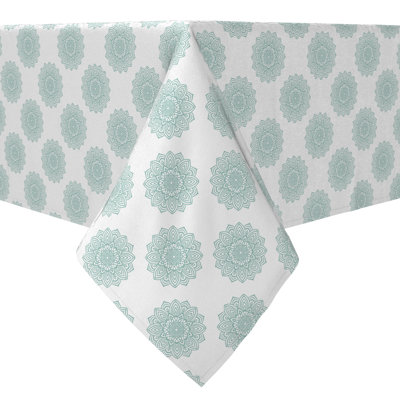 Fabric Textile Products, Inc. Rectangular Tablecloth, 100% Cotton, 60X104", Green Mandala Design