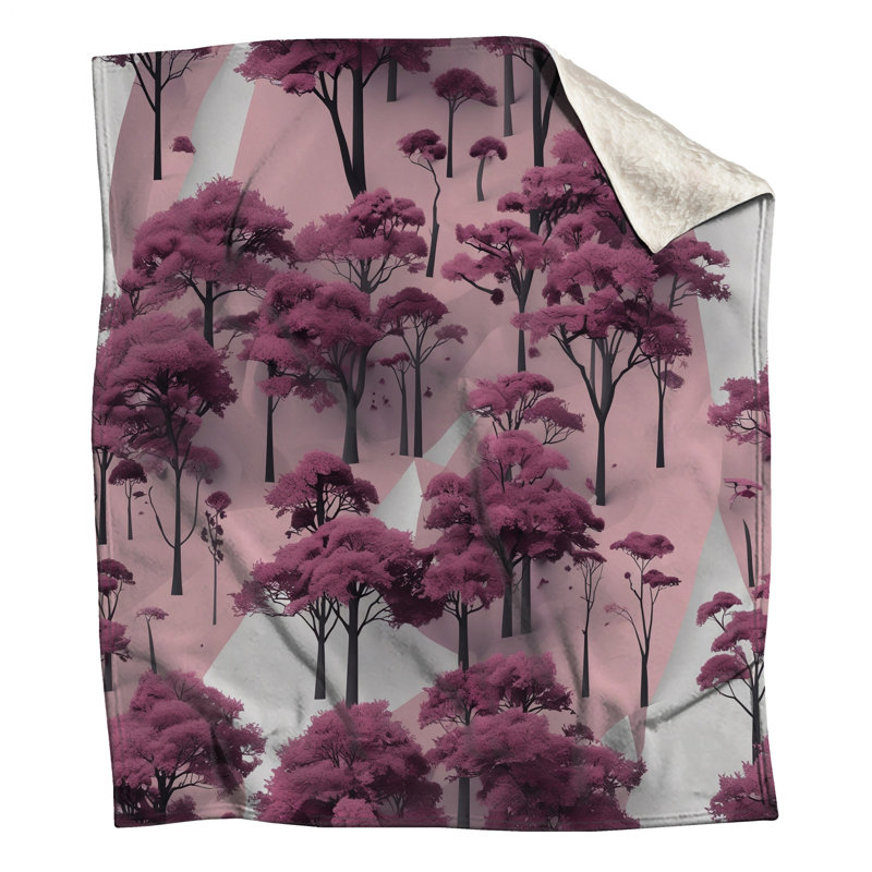 Pink Forest Landscape Blankets, 60in W x 80in H