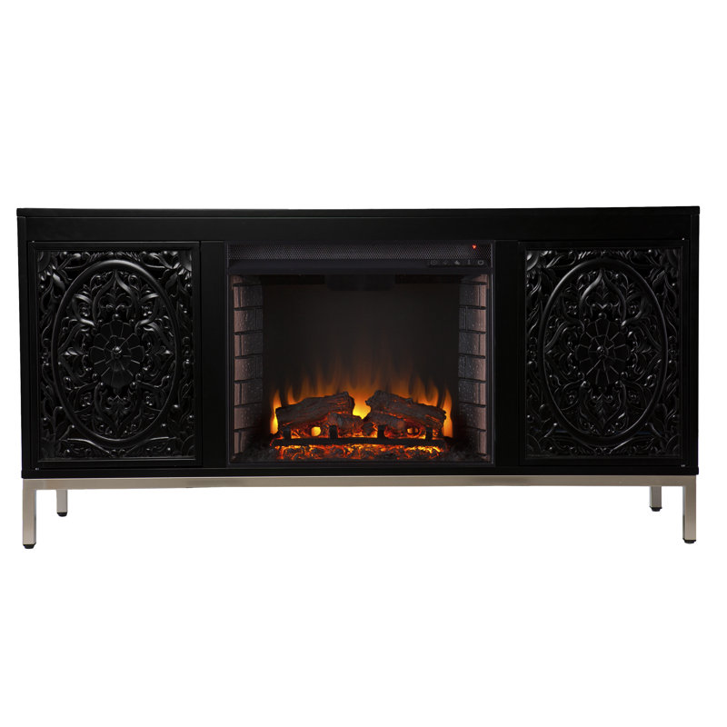 Rohoman 58'' W Black/Champagne Electric Fireplace with 4700 BTU