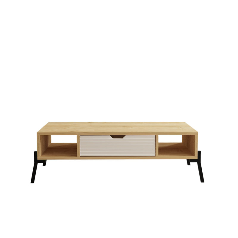 Table basse avec rangement Flara, Brun / blanc