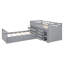 Lit mezzanine simple en L et lit plateforme simple avec 7 tiroirs et garde-corps complets en forme de L-458230892