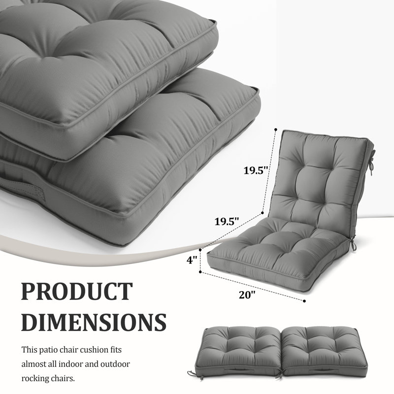 Outdoor/Indoor Seat / Back Cushion, Light Gray, 20" W x 39" D