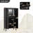 70.9'' 4-Door Freestanding Tall Fluted Wine Cabinet With Glass Display And Drawer-1601929000