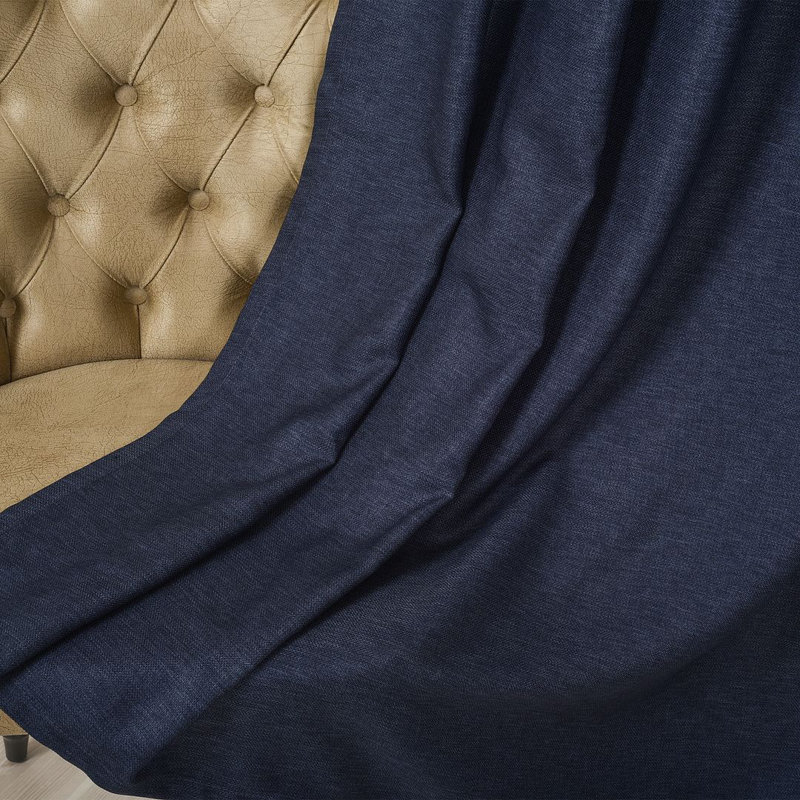 Extra Long & Extra Wide Faux Linen Decorative Curtain Single Panel, Navy Blue, 140cm Width x 245cm Drop