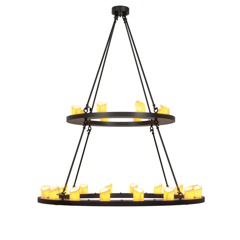 Loxley 24-Light Black Wagon Wheel Chandelier with Faux Candles