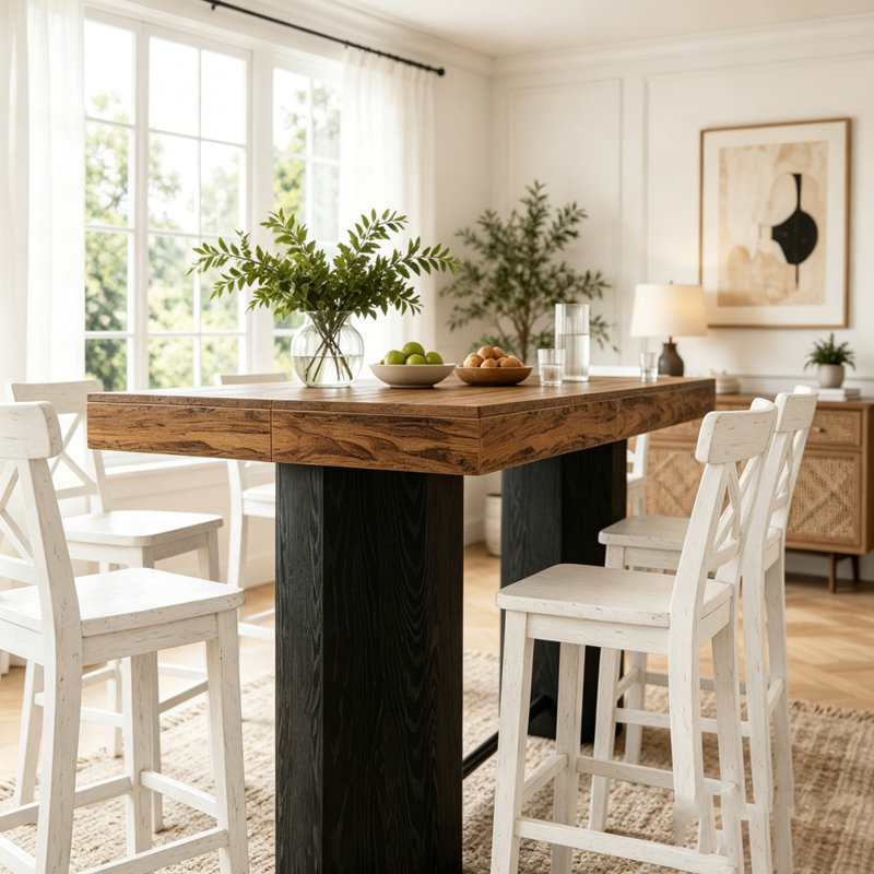 71" Industrial Bar Table with Hexagonal Base