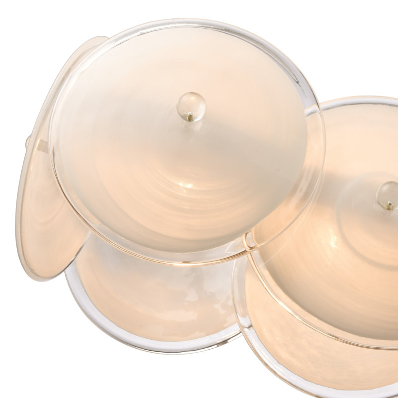 Lustre linéaire en or laqué 53,5 po Tallulah avec verre tourbillon blanc et bordure transparente