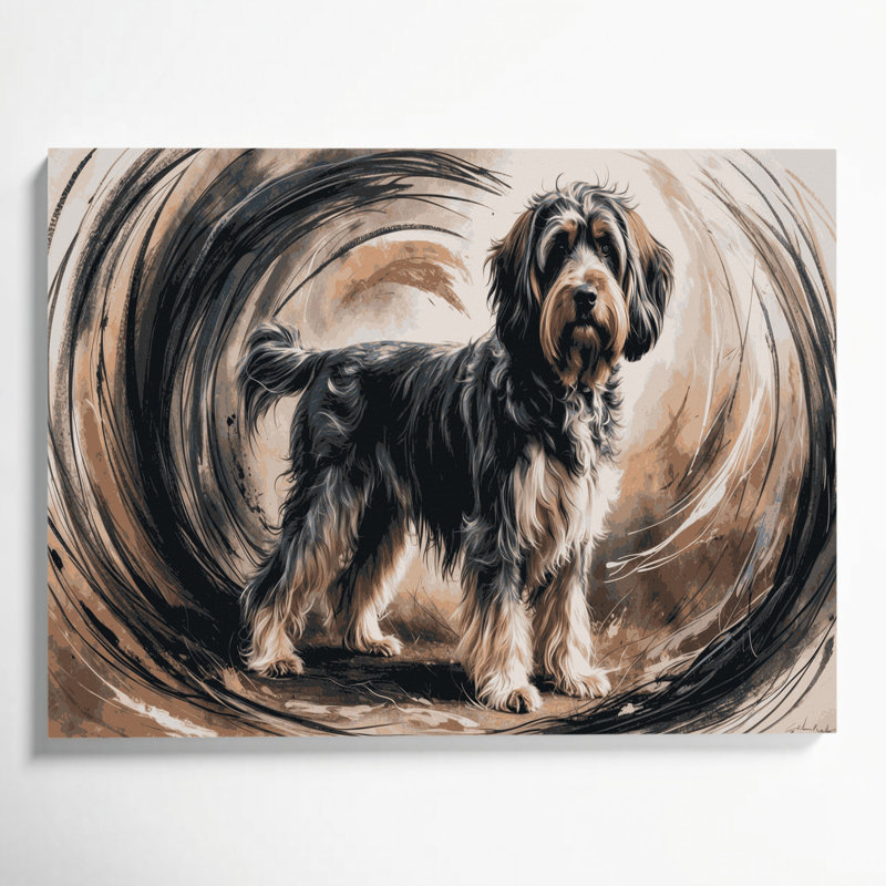 «Dogs Bouvier des Flandres», art mural sur toile grise, H 11 po x l 14 po