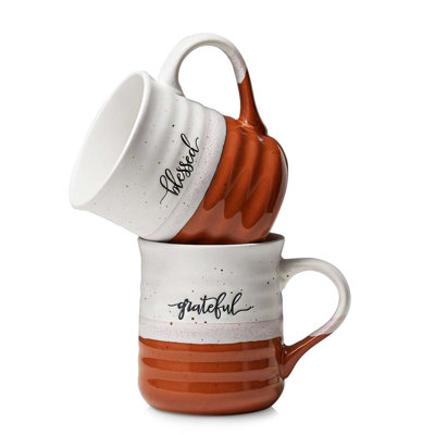 18oz Red Blessed Grateful Coffee Mug Set of 2