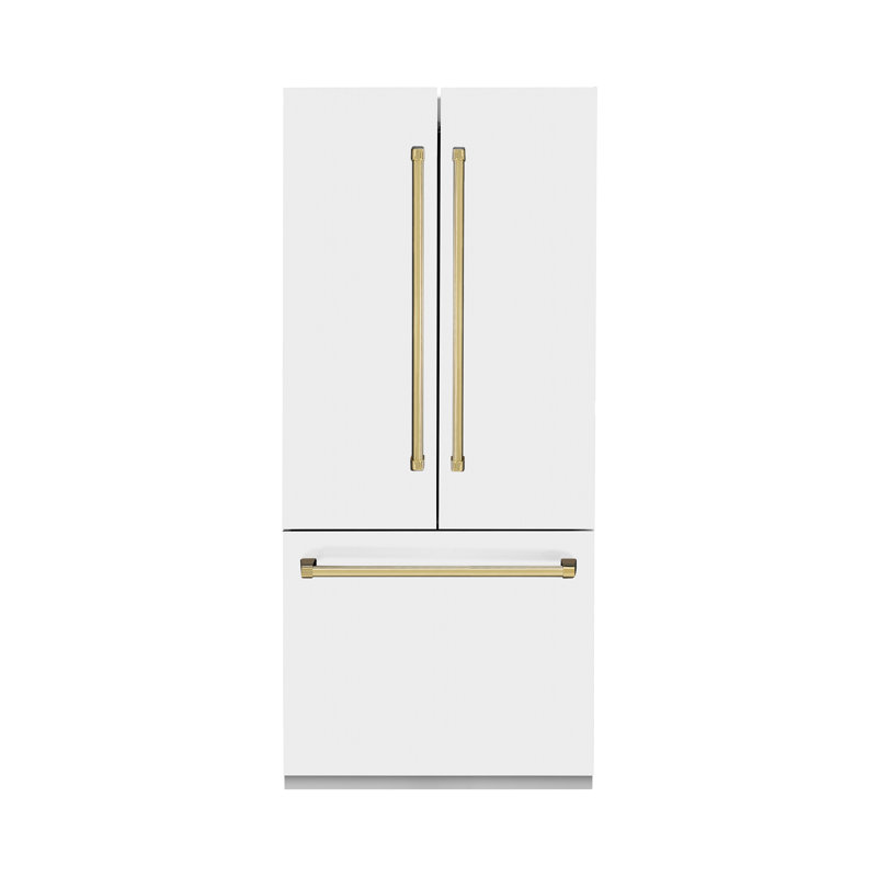 Réfrigérateur encastré blanc mat 36 po ZLINE Autograph Edition, Or