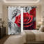 2 pièces de rideaux à imprimé de roses rouges et de feuilles d'argent, rideaux à oeillets à motif floral romantique, habillage de fenêtre à thème botanique artistique pour le décor de la chambre à coucher-134376703