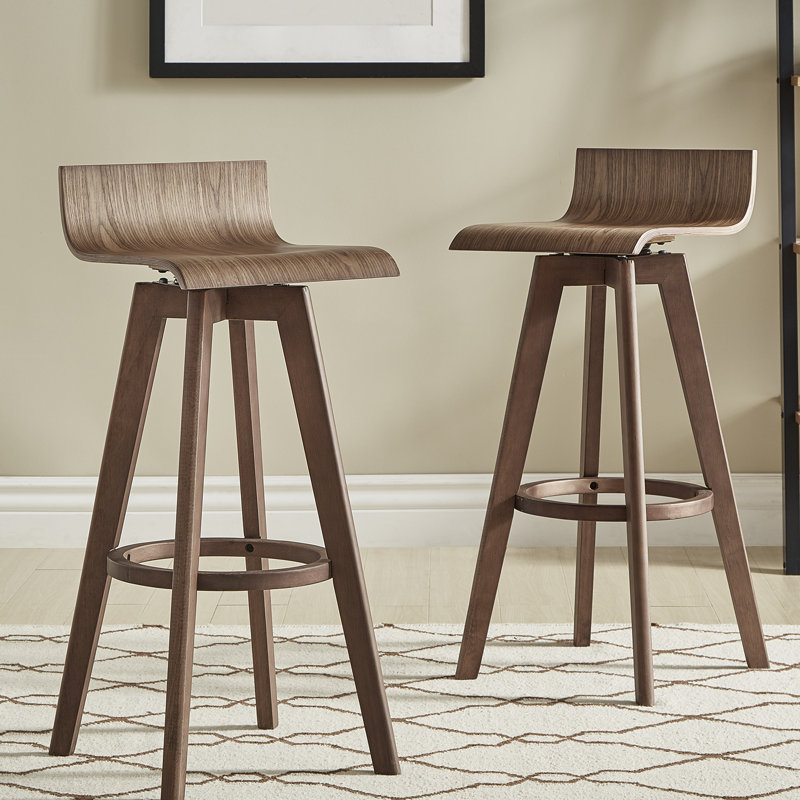 Dery Swivel Counter Stool, Walnut, Bar Stool (29” Seat Height)