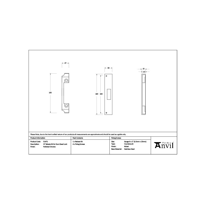Rebate Kit, Polished Chrome