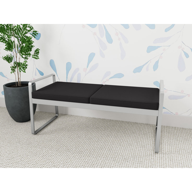 Banc en métal Gansett, Argent, Noir Visite Libre - tissu uni