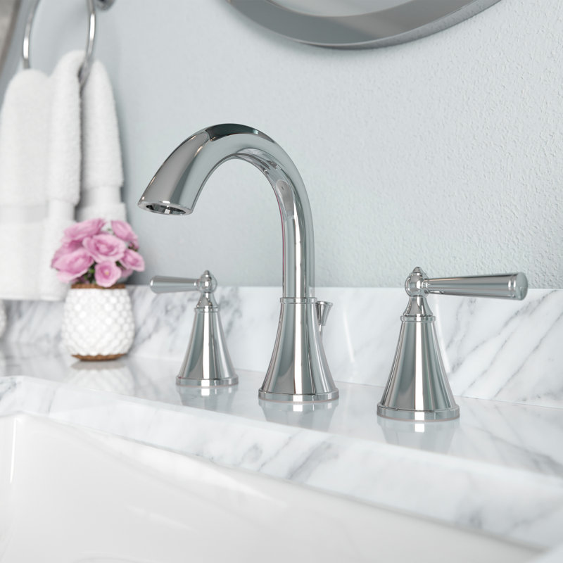 Robinet pour salle de bain à poignée double avec drain Saxton, Chrome poli