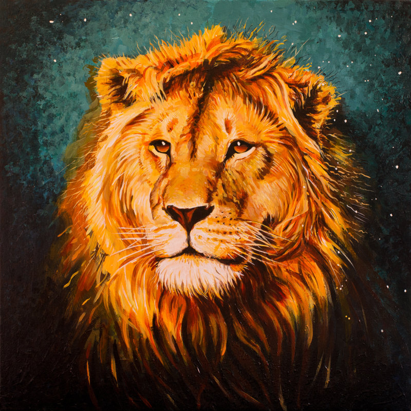 Lion Aslan - Wrapped Canvas Painting, 30cm H x 30cm W x 3.8cm D