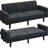 63“ Convertible Futon Sofa Bed Upholstered Square Arm Loveseat,  Dark Gray-111010868