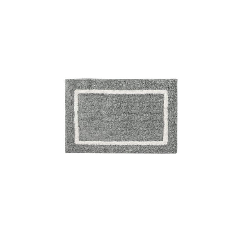 Tapis pour salle de bain réversible en microfibre Tomohiko, Gris, L 24 po x L 60 po