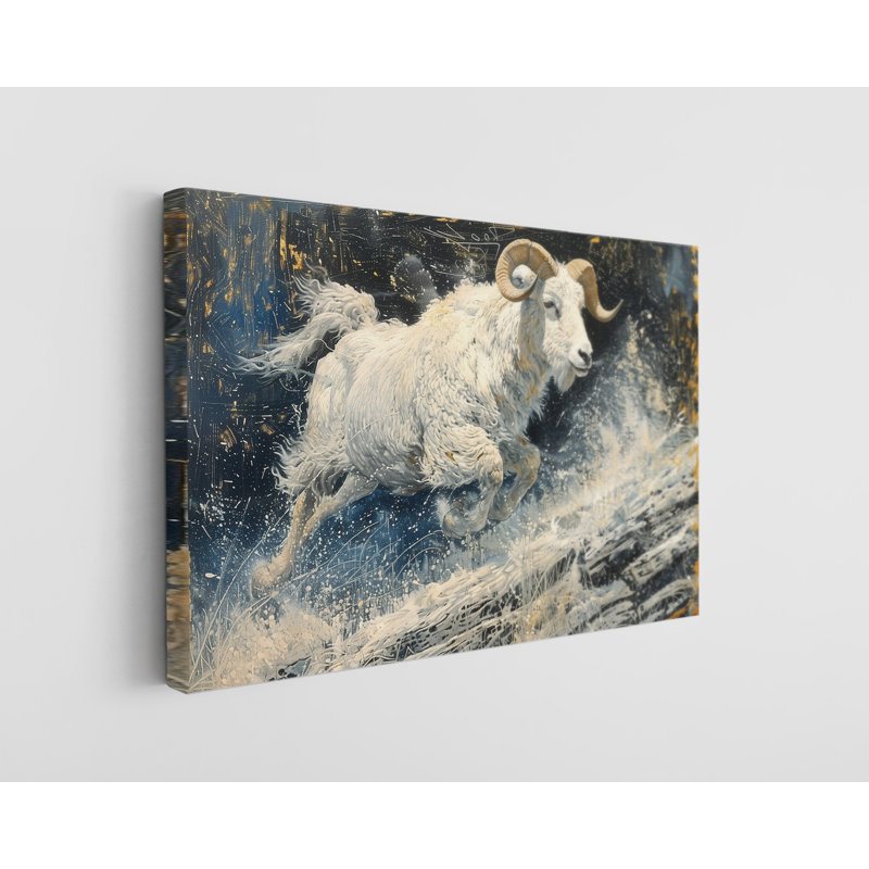 Reproduction d'art, peinture à l'huile d'une chèvre de montagne, art mural moderne pour la maison et le bureau