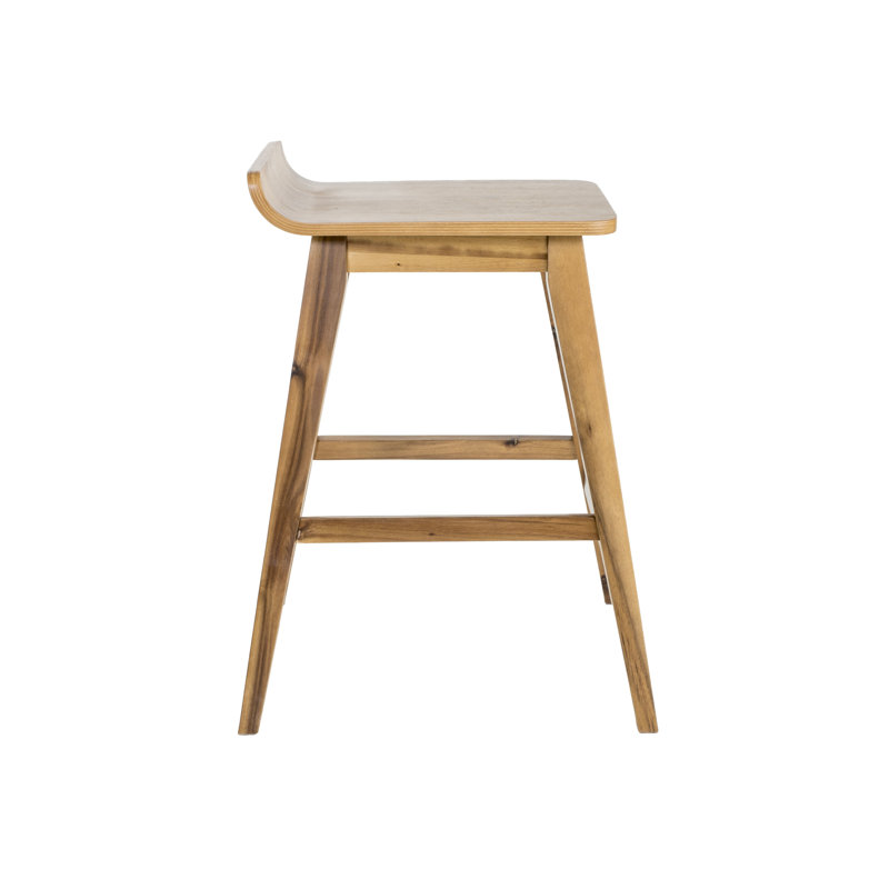Acacia Wood Backless Counter Stool with Tapered Legs